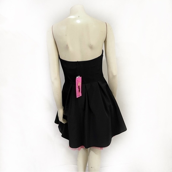 Betsey Johnson Strapless Pink Tulle Black Dress Size 6 NWT - Picture 2 of 10